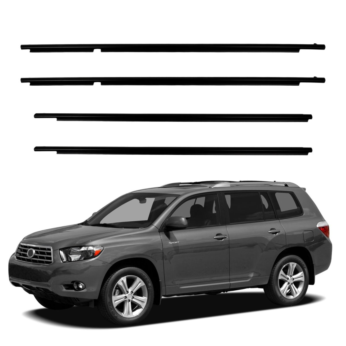 Premium Window Molding Trim Perfect Fit For 2008 2009 2010 Toyota Highlander Replaces Part Numbers 75720-0e030 75710-0e030