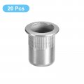 Uxcell 3 8-16 Rivet Nuts 20pcs 304 Stainless Steel Knurled Flat Head Threaded Insert For Metal Plastic