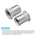 Uxcell 3 8-16 Rivet Nuts 20pcs 304 Stainless Steel Knurled Flat Head Threaded Insert For Metal Plastic