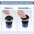 X Autohaux 2pcs 16mm Interior Momentary Push Button Switch Metal Round Start Spst 1no Ac 12-24v For Car White Light