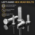 M6-1 X 25mm Left Hand Hex Head Bolt 304 Stainless Steel Reverse Fully Threaded Fastener Screws Bolts For Machinery Automobiles