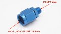 Autobahn88 Aluminum Anodized Sensor Adapter An6 Female Swivel To 1 8 Npt Male Blue