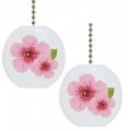 Set Of 2 Cherry Blossoms Floral Solid Ceramic Fan Pulls 