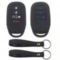 Kcpros 2pcs Black Rubber Silicone 5 Buttons Smart Key Fob Cover Case Protector Keyless With Keychain For Honda Accord Civic 