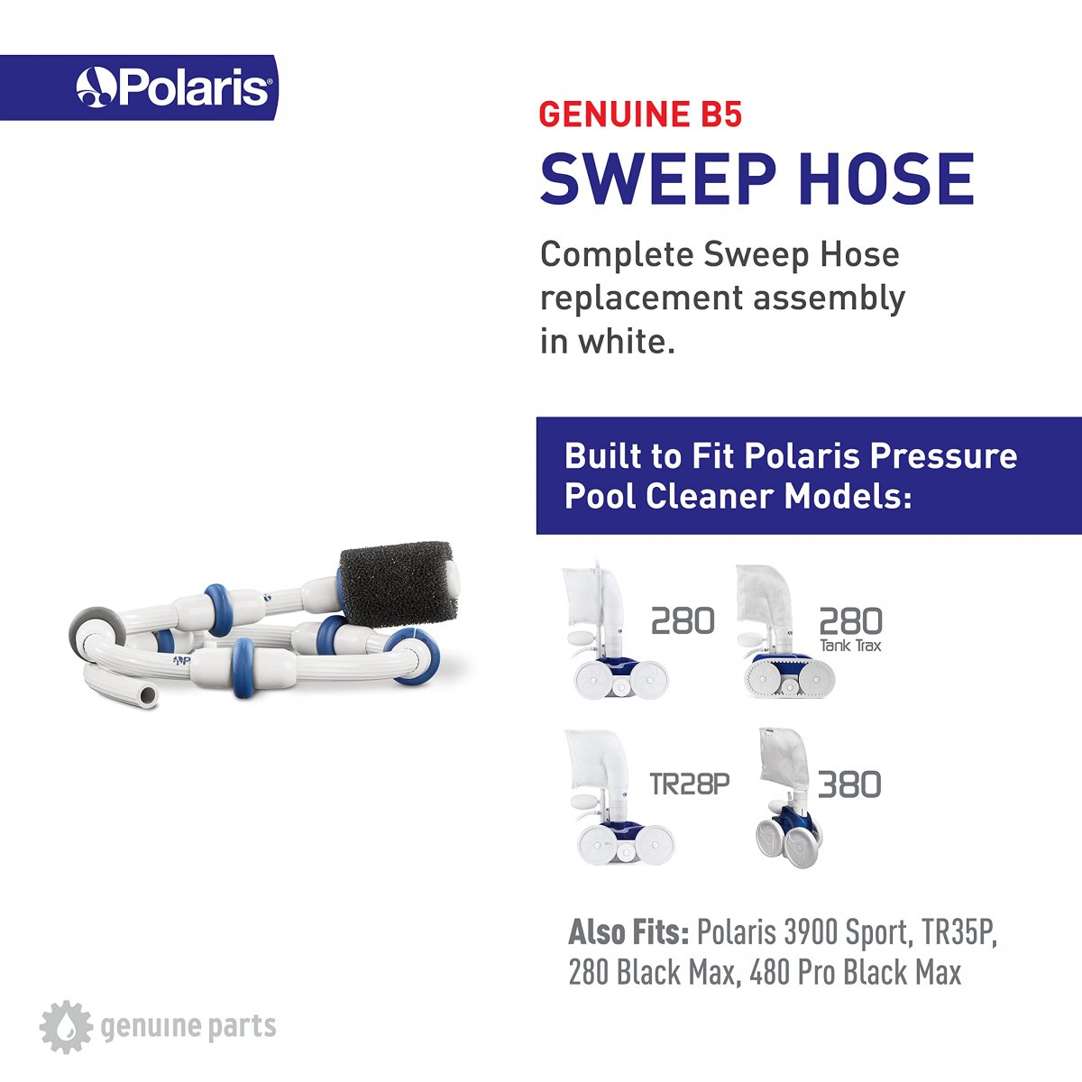 Polaris Genuine Parts B5 Sweep Hose Complete Replacement For Pressure-side Pool Cleaner 280 Tank Trax 380 Tr28p
