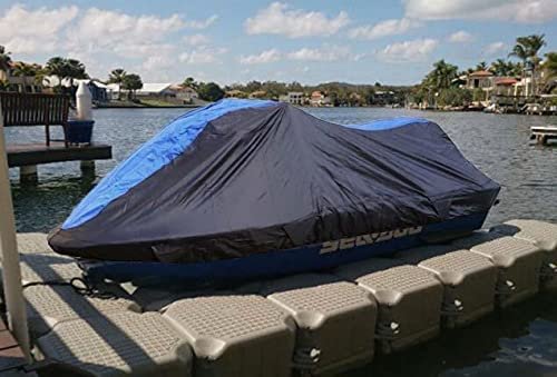 Stopbyus Jet Ski Watercraft Cover Compatible For Seadoo Gt Gti Gts Gtx Heavy-duty 420 Denier Jetski Pwc Travel Blue