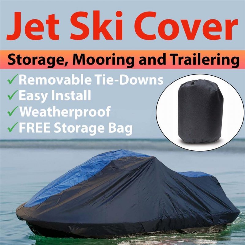 Stopbyus Jet Ski Watercraft Cover Compatible For Seadoo Gt Gti Gts Gtx Heavy-duty 420 Denier Jetski Pwc Travel Blue
