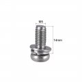 Uxcell M5 X 14mm Stainless Steel Phillips Pan Head Machine Screws Bolts Combine With Spring Washer And Plain Washers 5pcs