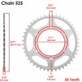 Caltric Rear Wheel Chain Sprocket Compatible With Yamaha 1rc-25445-00-00 2c0-25445-20-00 45 Teeth