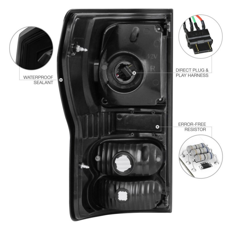Black Smoke Full-led Tail Brake Light Housing Lamp Assembly For 2007-2013 Toyota Tundra Pickup Truck Driver And Passenger Side