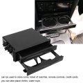 2 In 1 Car Radio Storage Box Multi Purpose Abs Universal 1din Layer Black Cup Holder Fits 173x48mm 6 81x1 89in With Drink
