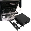 2 In 1 Car Radio Storage Box Multi Purpose Abs Universal 1din Layer Black Cup Holder Fits 173x48mm 6 81x1 89in With Drink