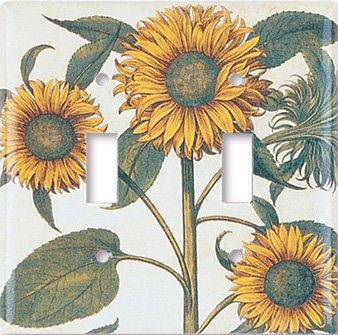 Double Gang Toggle Wall Plate Sunflowers