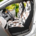 Alaza White Cow Print Black Brown Spot Car Seat Covers Fronts Only For Women Men Seat W Organizer Pocket Cars Suv Truck Sedan 2
