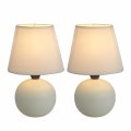 Simple Designs Lt2008-off-2pk Mini Ceramic Globe Table Lamp 2 Pack Set Off-white 