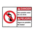 Compliancesigns Plastic Ansi Danger Non-potable Water Do Not Drink Bilingual Sign 10 X 7 In With English Spanish Text And 