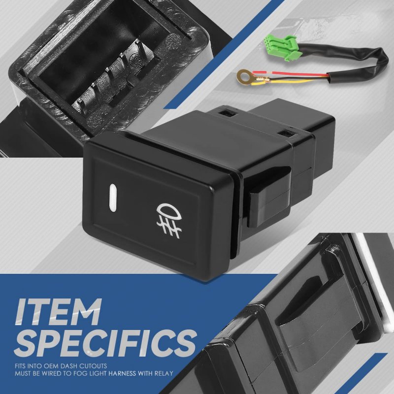 Auto Dynasty Front Dash Mount Fog Light Lamp Switch With Wiring Harness For Suzuki Grand Vitara Sx4 2006-2014 Matte Black