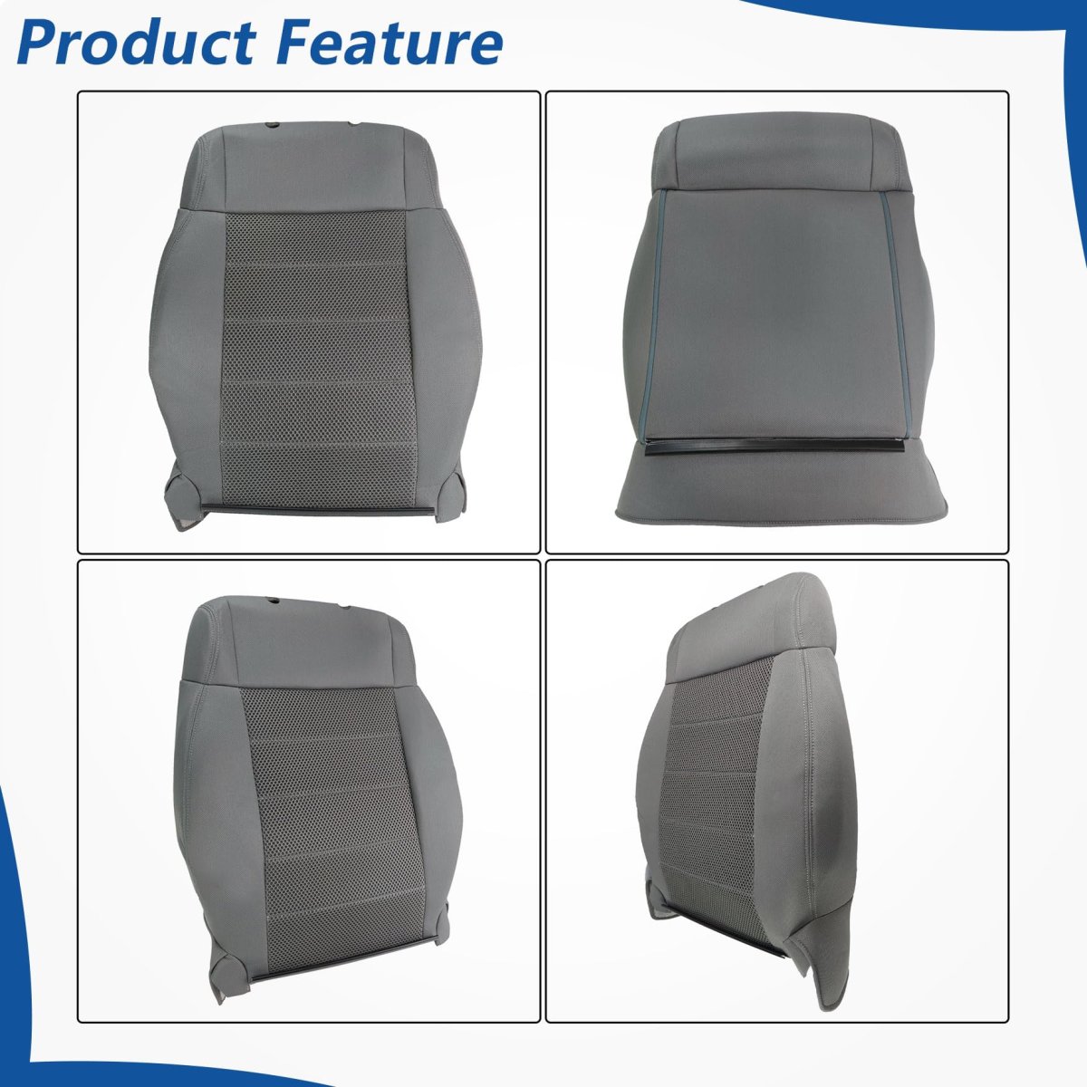 Cloth Front Driver Side Top Back Seat Cover Gray Replacement For Wr-ang-ler 2007-2012