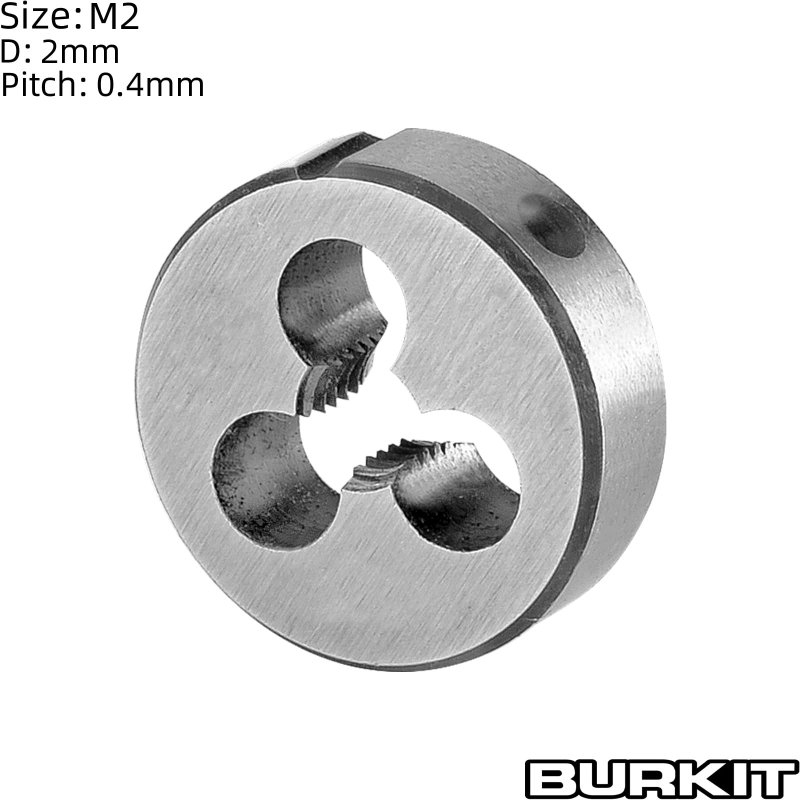 Metric M2x0 4 Round Threading Die Right Hand Alloy Tool Steel For Cutting Or Repairing External Threads 2 Piece Set