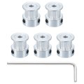 5 Pcs Aluminum 16 Teeth 3mm Bore 6mm Width Timing Belt Pulley Wheel Idler Synchronous Wheels Gear Part With Wrench For 3d 