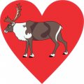 Stickertalk Heart-shaped Reindeer Vinyl Sticker 4 Inches By 
