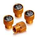 Dodge Srt Hellcat In Black On Golden Premium Anodized Aluminum Tire Valve Stem Caps Set Of 4 