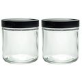 Large Clear Thick Glass Straight Sided Jar 16 Oz 480 Ml 2 Pack Labels 