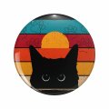 Cat Looking At Sunset Funny Gifts Keychain Double Sided Stainless Steel 3d Resin Encased Round Key Ring 1 25 In Diameter 