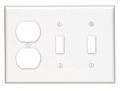 Leviton 88021 3-gang 2-toggle 1-duplex Device Combination Wallplate Standard Size Thermoset Mount White 
