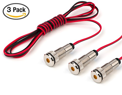 3 Pack Plug N Play Instrument Cluster Led Indicator Bulbs Aluminum Pilot Light With Color Acrylic Lens Flush Panel Mount 5 16