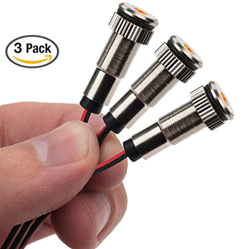 3 Pack Plug N Play Instrument Cluster Led Indicator Bulbs Aluminum Pilot Light With Color Acrylic Lens Flush Panel Mount 5 16
