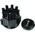 8124 Heavy Duty Distributor Cap And Rotor Kit With Brass Inserts For 57-74 Gm Cars Black Modern Style Tune Up 