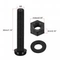 Uxcell Nylon Screw Nut Washer Assortment Kit M5x30mm Round Head Machine Bolt Nuts Flat Washers Black 20 Set