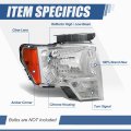 Auto Dynasty Headlight Assembly For 2009-2014 Ford F-150 Factory Style Headlamp Replacement Passenger Right Side Chrome Housing