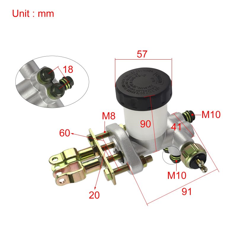 Flypig 250cc 200cc Hydraulic Brake Master Cylinder For 150cc 125cc 110cc 90cc Go Kart Buggy Sunl Bms Kandi Roketa Kazuma
