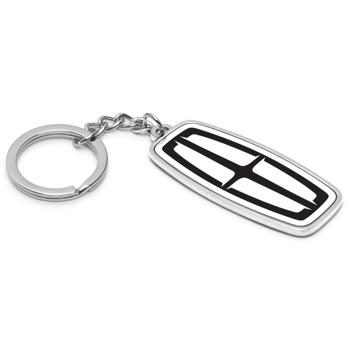 Lincoln Logo In White Double Side 3d Die-cut Metal Key Chain Key-charm