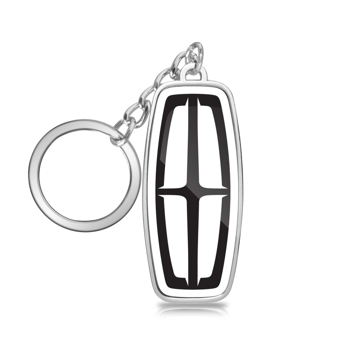 Lincoln Logo In White Double Side 3d Die-cut Metal Key Chain Key-charm