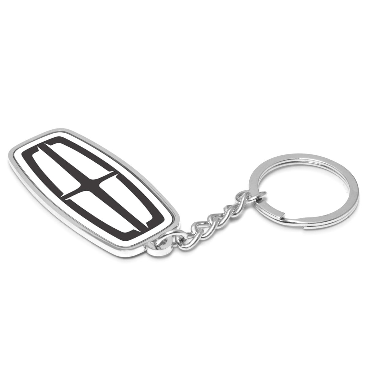 Lincoln Logo In White Double Side 3d Die-cut Metal Key Chain Key-charm