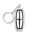 Lincoln Logo In White Double Side 3d Die-cut Metal Key Chain Key-charm 