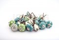 Jgarts 20 Aqua Blue Turquoise Green White Cream Ceramic Pottery Door Knobs Cabinet Handle Cupboard Pulls Drawer Puller Knob 