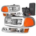 Auto Dynasty Led Drl Chrome Amber Corner Headlight W Bumper Lamps Tool Kit For Gmc Sierra Yukon 99-07 
