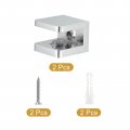 Uxcell Glass Shelf Clamp 2pcs Brass For 8-10mm Thick Adjustable Bracket Support Holder Silver