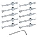 10pcs Bed Frame Bolts M6 X 70mm Hex Socket Head Screws Barrel Nuts Bunk Furniture With Rice-shaped Nut And Wrench For Chairs 