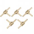 X Autohaux 4mm Hose Barb Brass 3 Way Tee Connector Adaptor For Air Water Gas Oil Pipe 5pcs