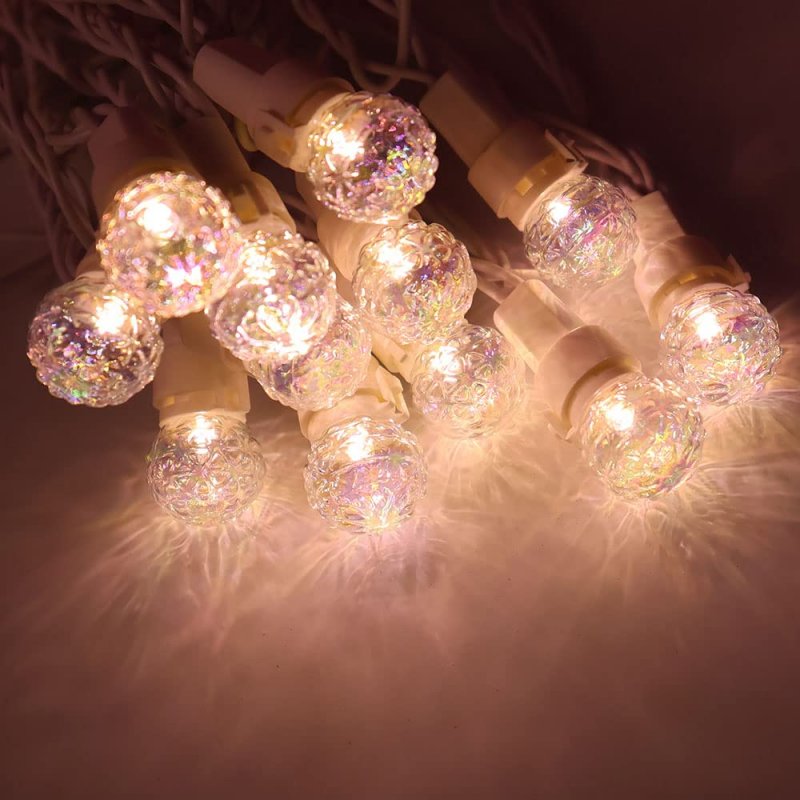 Battery Operated String Lights 30 Led Warm White Glass G15 Bulbs 8 Modes Waterproof With Timer For Garden Wedding Party And