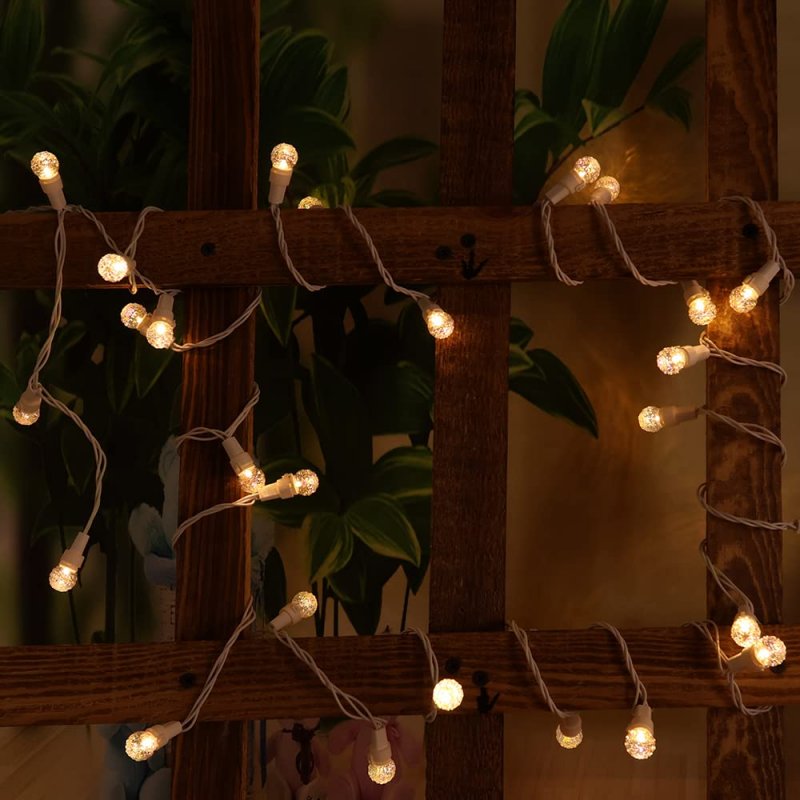 Battery Operated String Lights 30 Led Warm White Glass G15 Bulbs 8 Modes Waterproof With Timer For Garden Wedding Party And