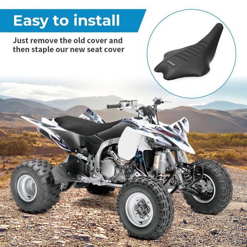 Motoparty Seat Cover For Yamaha Yfz450r 2009-2021 Comfortable Durable Non-slip Grained Pvc Material All Black