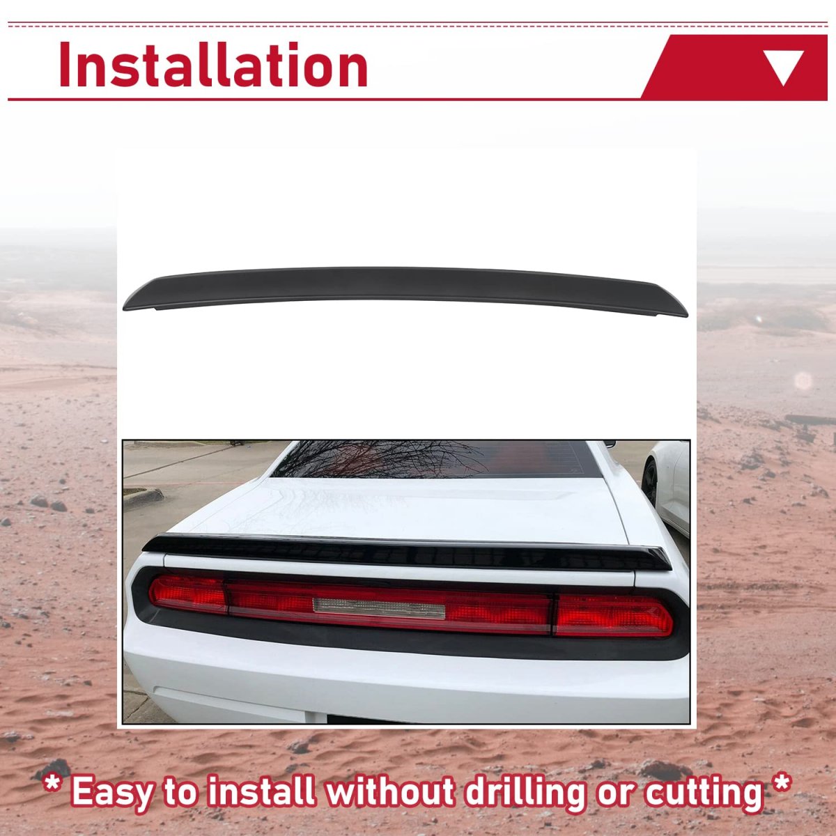 Hecasa Rear Trunk Spoiler Wing For 2008-2023 Dodge Challenger Abs Unpainted Matte Black Srt Style