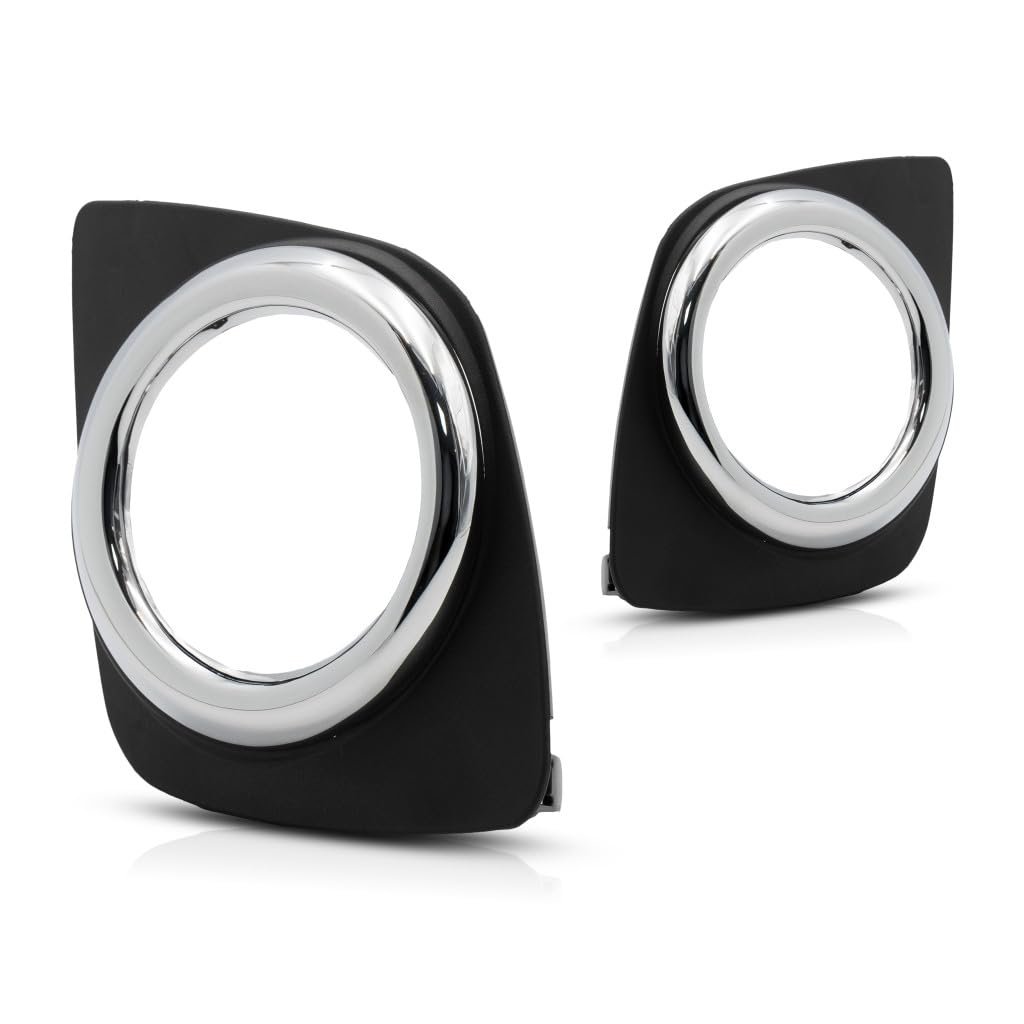 Fog Light Cover Pair For Toyota Rav4 2009 2010 2011 2012 Black Chrome Trim With Hole Base Sport Model Dot Certified To1038129