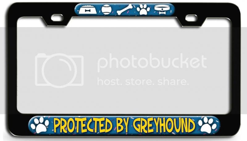 Protected By Greyhound Dogs Pets Bl 3d Metal License Plate Frame Auto Suv Truck Tag Holder I69